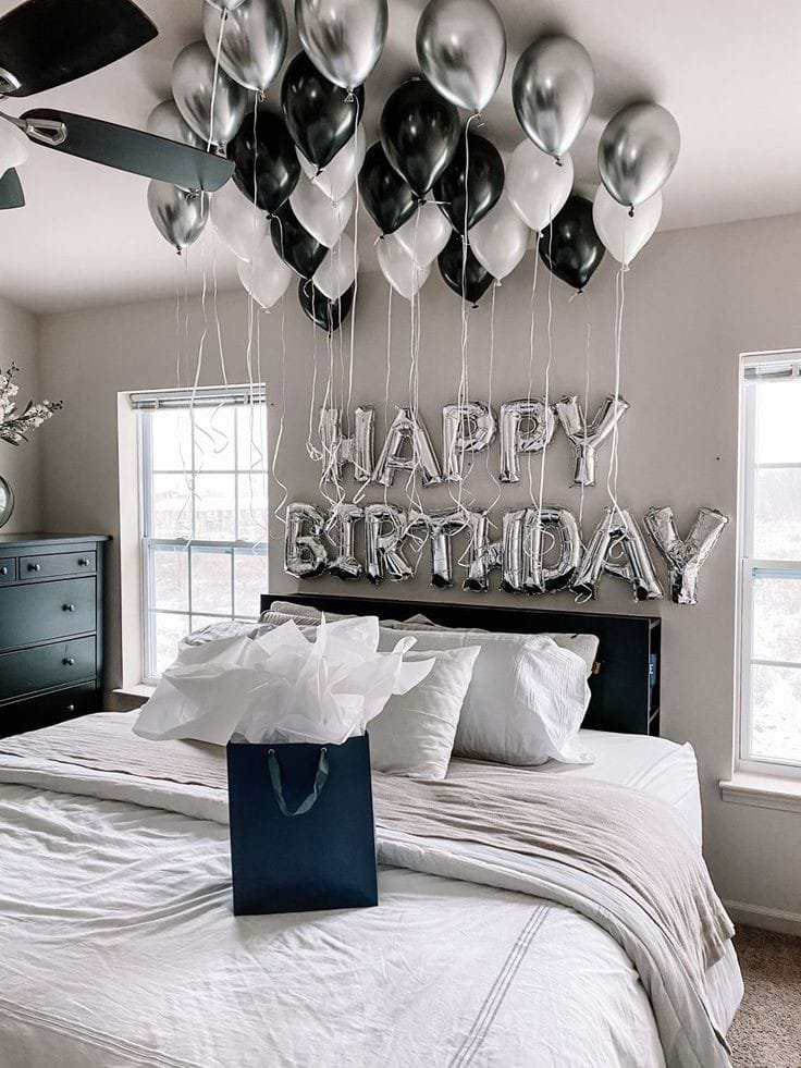 Black Silver & White Birthday Decor