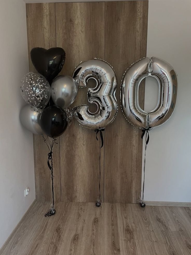Black and Silver Heart Bouquet With Number 30